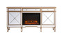 Contempo 72 In. Mirrored Credenza With Wood Fireplace In Antique Gold "MF61072G-F1"