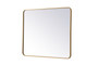 Soft Corner Metal Rectangular Mirror 30X36 Inch In Brass "MR803036BR"