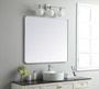 Soft Corner Metal Rectangular Mirror 36X40 Inch In White "MR803640WH"