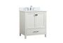 30 Inch Single Bathroom Vanity In White With Backsplash "VF18830WH-BS"