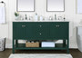 60 Inch Double Bathroom Vanity In Green "VF27060DGN"