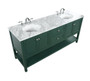 72 Inch Double Bathroom Vanity In Green "VF27072DGN"