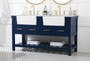 60 Inch Double Bathroom Vanity In Blue "VF60160DBL"