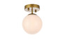 Mimi Six Inch Dual Flush Mount And Bath Sconce In Brass With Frosted Glass "LD2451BR"