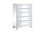 34 Inch Mirrored Five Drawer Cabinet In White "MF72026WH"