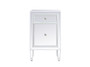 18 Inch Mirrored Nightstand In White "MF72035WH"