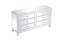 60 Inch Mirrored Six Drawer Cabinet In White "MF72036WH"