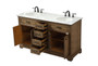 60 Inch Double Bathroom Vanity In Driftwood "VF15060DDW"