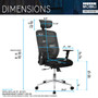 "RTA-1010-BK" Techni Mobili High Back Executive Mesh Office Chair With Arms, Lumbar Support And Chrome Base, Black