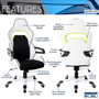 "RTA-2021-WHT" Techni Mobili Ergonomic Essential Racing Style Home & Office Chair, White