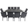 Cameron 11-Piece: 10 High Back Padded Sling Chairs, 63-94" Alum Extension Table "CAMDN11PCHB-GRY"