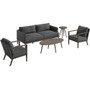 Harlow 5-Piece Seating Set: 2 Arm Chairs, Sofa, Coffee Table, Side Table "HARL5PC-GRY"