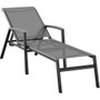 Jace Aluminum Sling Chaise Lounge with Faux Wood Arm Accents "JACECHS-GRY"