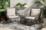 "FY-0009-Faux Rattan Grey-3PC Set" Baxton Studio Dermot Modern and Contemporary Beige Fabric and Grey Synthetic Rattan Upholstered 3-Piece Patio Set