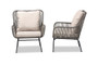 "FY-0009-Faux Rattan Grey-Chair" Baxton Studio Dermot Modern and Contemporary Beige Fabric and Grey Synthetic Rattan Upholstered 2-Piece Patio Chair Set