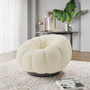 Pumpkin Swivel Chair Black Base - White Boucle By Emerald Home "U3915-04-09"