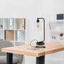 Lalia Home Modern Iron Desk Lamp with USB Port and Glass Shade, Black "LHD-2002-BK"