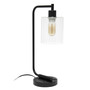 Lalia Home Modern Iron Desk Lamp with USB Port and Glass Shade, Black "LHD-2002-BK"