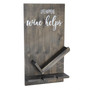 Elegant Designs Lucca Wall Mounted Wooden "Life Happens Wine Helps" Wine Bottle Shelf with Glass Holder, Rustic Gray "HG1016-RGY"
