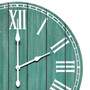 Elegant Designs Wood Plank 23" Large Rustic Coastal Wall Clock, Dark Aqua Wash "HG2003-DAW"