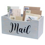 Elegant Designs Rustic Farmhouse Wooden Tabletop Decorative Script Word "Mail" Organizer Box, Letter Holder, Gray Wash "HG2010-GMB"