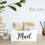 Elegant Designs Rustic Farmhouse Wooden Tabletop Decorative Script Word "Mail" Organizer Box, Letter Holder, White Wash "HG2010-WMB"