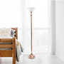 Lalia Home Classic 1 Light Torchiere Floor Lamp with Marbleized Glass Shade, Rose Gold "LHF-3001-RG"