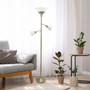 Lalia Home Torchiere Floor Lamp with 2 Reading Lights and Scalloped Glass Shades, Antique Brass "LHF-3002-AB"