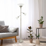 Lalia Home Torchiere Floor Lamp with 2 Reading Lights and Scalloped Glass Shades, Brushed Nickel "LHF-3002-BN"