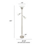 Lalia Home Torchiere Floor Lamp with 2 Reading Lights and Scalloped Glass Shades, Brushed Nickel "LHF-3002-BN"