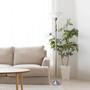 Lalia Home Torchiere Floor Lamp with Reading Light and Marble Glass Shades, Brushed Nickel "LHF-3003-BN"