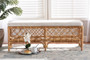 "Orchard-Rattan-Bench" Baxton Studio Orchard Modern Bohemian White Fabric Upholstered And Natural Brown Rattan Bench