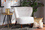 "2011-White/Walnut-CC" Baxton Studio Cabrera Modern And Contemporary White Boucle Upholstered And Walnut Brown Finished Wood Accent Chair