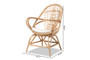 "Jayden-Rattan-CC" Baxton Studio Jayden Modern Bohemian White Fabric Upholstered And Natural Brown Finished Rattan Accent Chair
