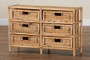 "RBS018-Rattan-6DW-Cabinet" Baxton Studio Dariana Modern Bohemian Natural Brown Rattan 6-Drawer Storage Cabinet