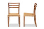 "Arthur-Teak-DC" Baxton Studio Arthur Mid-Century Modern Walnut Brown Mahogany Wood and Natural Rattan 2-Piece Dining Chair Set