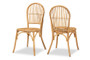 "Wina-Rattan-DC" Baxton Studio Wina Modern Bohemian Natural Brown Rattan 2-Piece Dining Chair Set