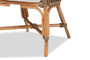 "Kyle-Rattan-DC-Arm" Baxton Studio Kyle Modern Bohemian Natural Brown Woven Rattan Dining Arm Chair With Cushion