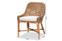 "Kyle-Rattan-DC-No Arm" Baxton Studio Kyle Modern Bohemian Natural Brown Woven Rattan Dining Side Chair With Cushion