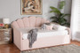 "BBT61078-Light Pink Velvet-Daybed-Queen" Baxton Studio Timila Modern And Contemporary Light Pink Velvet Fabric Upholstered Queen Size Daybed