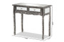 "JY20B141-Silver-Console" Baxton Studio Wycliff Industrial Glam And Luxe Silver Finished Metal And Mirrored Glass 2-Drawer Console Table