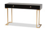 "JY20B168-Black/Gold" Baxton Studio Beagan Modern And Contemporary Black Finished Wood And Gold Metal 2-Drawer Console Table