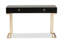 "JY20B168-Black/Gold" Baxton Studio Beagan Modern And Contemporary Black Finished Wood And Gold Metal 2-Drawer Console Table
