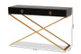 "JY20B169-Black/Gold" Baxton Studio Madan Modern And Contemporary Black Finished Wood And Gold Metal 2-Drawer Console Table