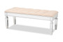 "JY20B217L-Beige-Bench" Baxton Studio Hedia Contemporary Glam And Luxe Beige Fabric Upholstered And Silver Finished Wood Accent Bench
