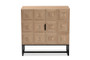 "LC21020904-Tan Wood-Cabinet" Baxton Studio Darien Modern And Contemporary Natural Brown Finished Wood And Black Metal 2-Door Storage Cabinet