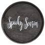 Elegant Designs Decorative 13.75" Round Wood Serving Tray With Handles, "Spooky Season" "HG2013-BKS"