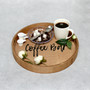 Elegant Designs Decorative 13.75" Round Wood Serving Tray With Handles, "Coffee Bar" "HG2013-NCB"