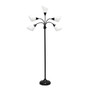 Simple Designs 5 Light Adjustable Gooseneck Black Floor Lamp With White Shades "LF2006-BAW"