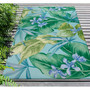 Liora Manne Illusions Tropical Leaf Indoor/Outdoor Mat Aqua 4'10" x 7'6" "ILU58330804"